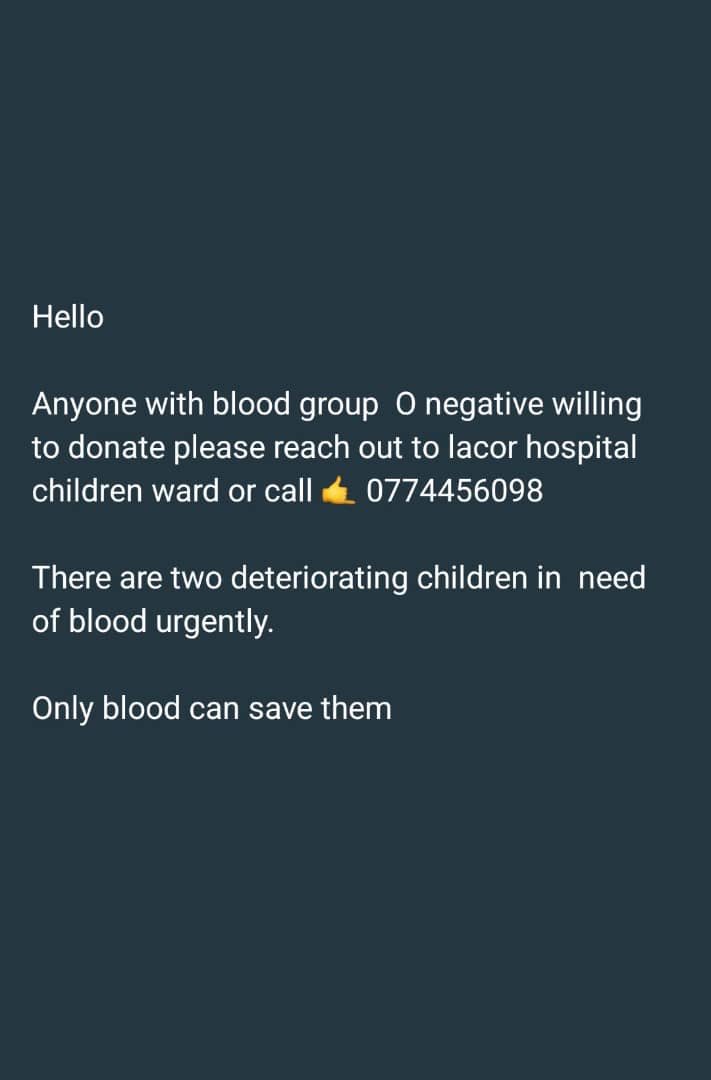 Any one who can help especially in areas of Gulu 

Hit my DM.