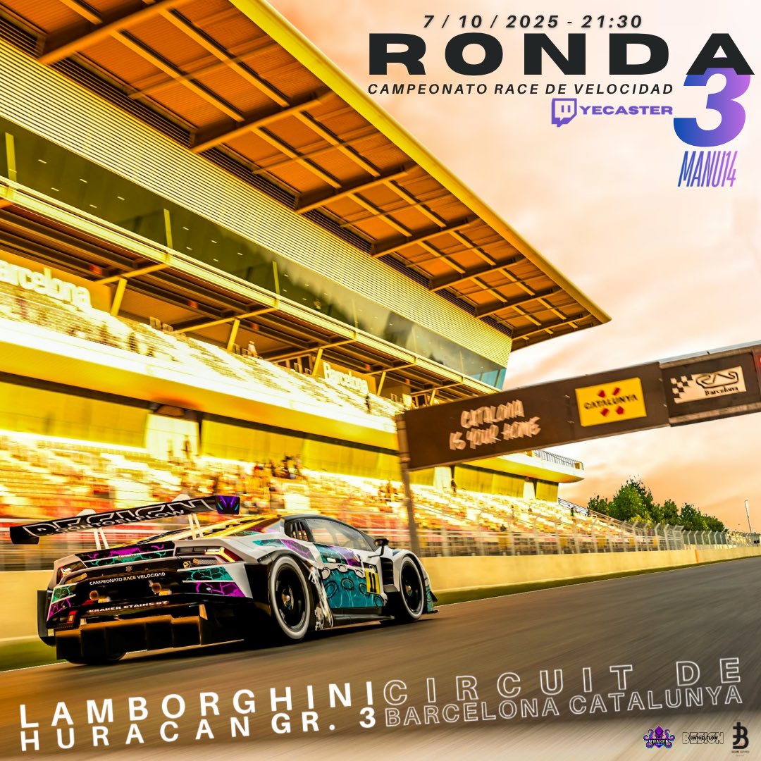 𝗥𝗔𝗖𝗘 𝗗𝗘 𝗩𝗘𝗟𝗢𝗖𝗜𝗗𝗔𝗗

📍 𝖱𝗈𝗇𝖽𝖺 𝟥 <a href="/SIMRACINGMADRID/">SIMRACING MADRID</a> 

🐙 <a href="/MANUELHERNANZ14/">MANU14</a> 

🇪🇸 𝖢𝗂𝗋𝖼𝗎𝗂𝗍 𝖽𝖾 𝖢𝖺𝗍𝖺𝗅𝗎𝗇𝗒𝖺

🚗 𝖫𝖺𝗆𝖻𝗈𝗋𝗀𝗁𝗂𝗇𝗂 𝖧𝗎𝗋𝖺𝖼𝖺𝗇 𝖦𝖱𝟥
🖌️ <a href="/Con_ToEl_Flow/">ConToelFlow_Designs</a>

🖼️ <a href="/iasefe23/">KRK_ISequeiros ツ</a>

🕤 𝟤𝟣:𝟥𝟢
📺 Twitch.tv/yecaster
