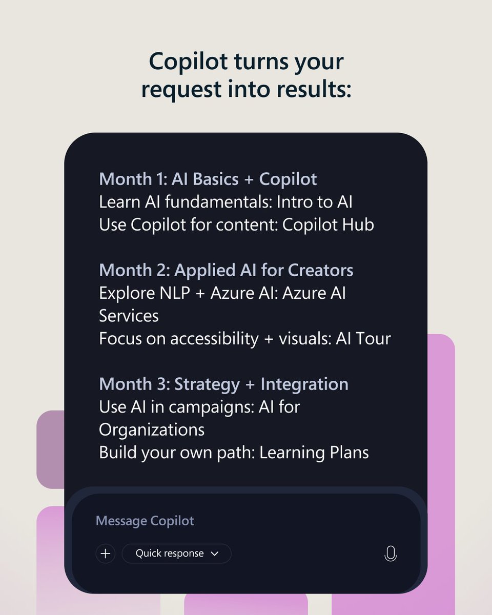 MicrosoftLearn's tweet image. Your AI journey starts today 🚀
Whether you’re writing, coding, or leading, Microsoft Copilot meets you where you work.