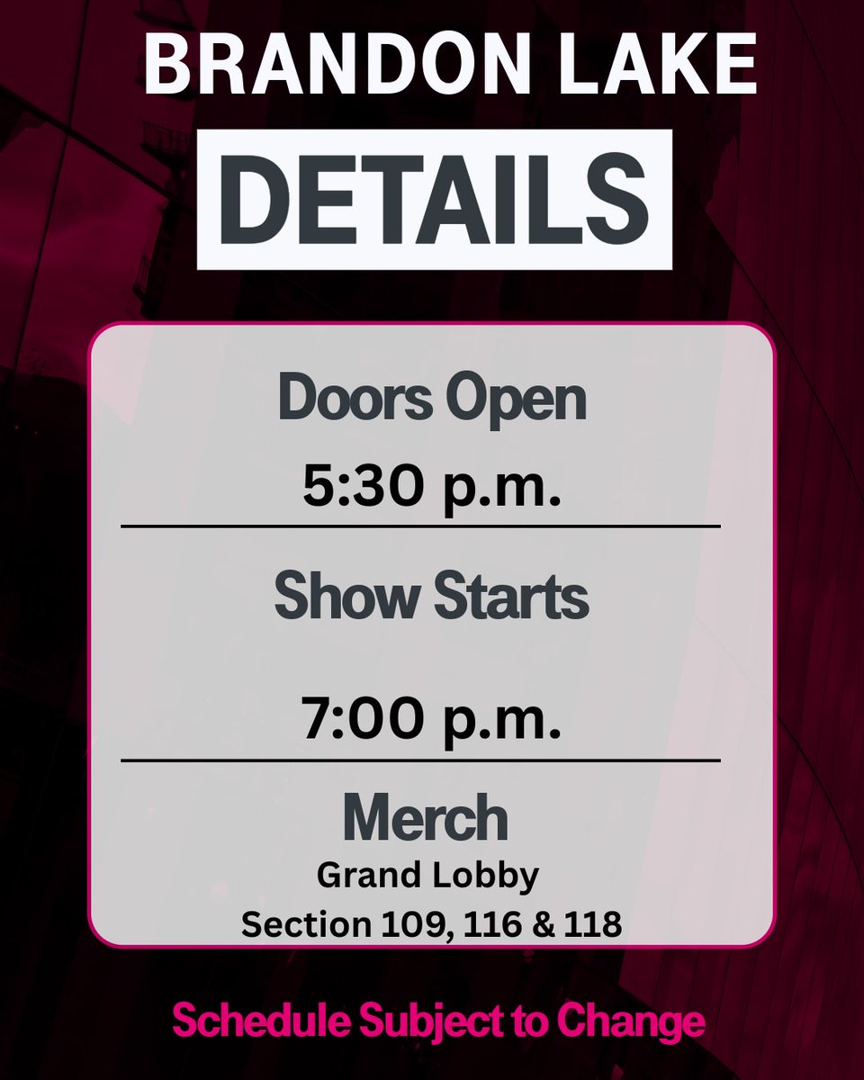 Get ready for a powerful night with Brandon Lake! Details: f.mtr.cool/wcfqqowpqu