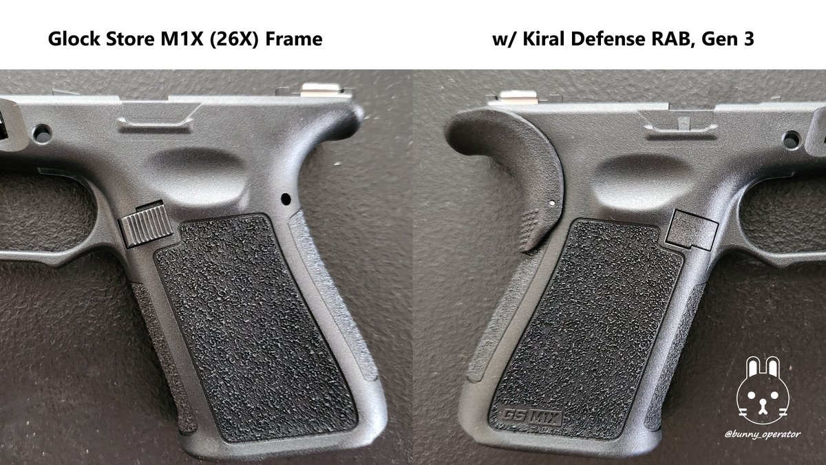 bunny_operator's tweet photo. The Kiral Defense / Noisefighters Reduced Angle Backstrap for Glock Gen 3 fits the @glockstore M1X frame AKA 26X frame.
 
Glock Store has these and other Kiral Defense products, so if you're getting an M1X frame, add this to your cart for a one-stop-shop experience. https://t.co/aPy3i284Jf