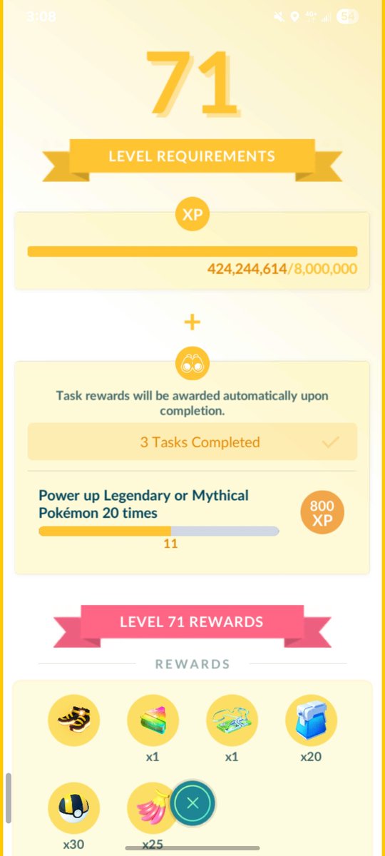 I'm still Level 70.  I did one power-up today.