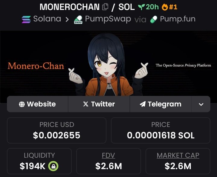 Locked a massive win with #MONEROCHAN 💥
Called it early at $65K MC, now soaring to $2.6M MC — a 40× gain! 🚀🔥
The next rocket is already loading — only in my TG group. 🏆💪