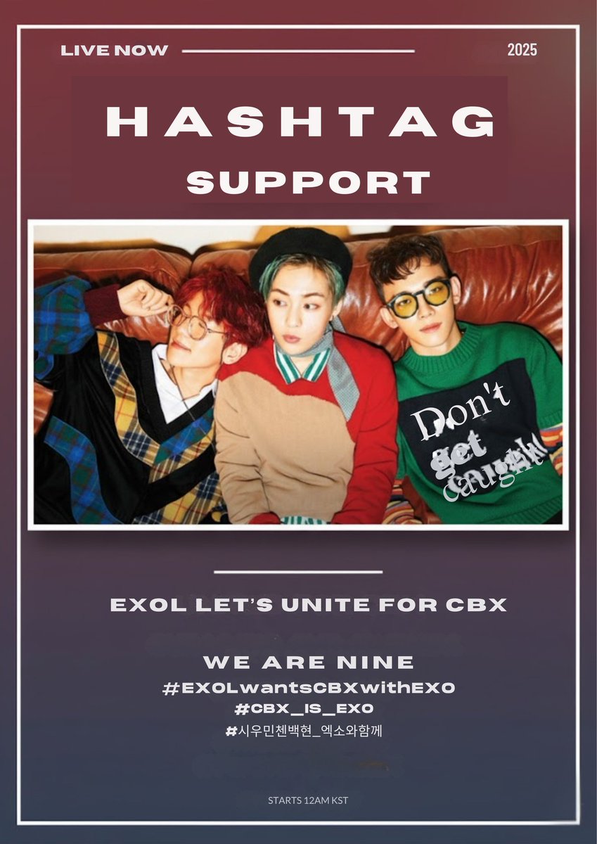 우리는 EXO-L로서 CBX가 EXO에서 제외되는 것을 강력히 반대합니다. 우리는 9 명의 멤버가 함께하는 EXO를 원합니다. CBX는 EXO의 정당한 멤버이며, 반드시 함께해야 합니다.

WE ARE NINE
#EXOLwantsCBXwithEXO #CBX_IS_EXO
#시우민첸백현_엑소와함께
<a href="/weareoneEXO/">EXO</a> <a href="/SMTOWNGLOBAL/">SMTOWN</a>