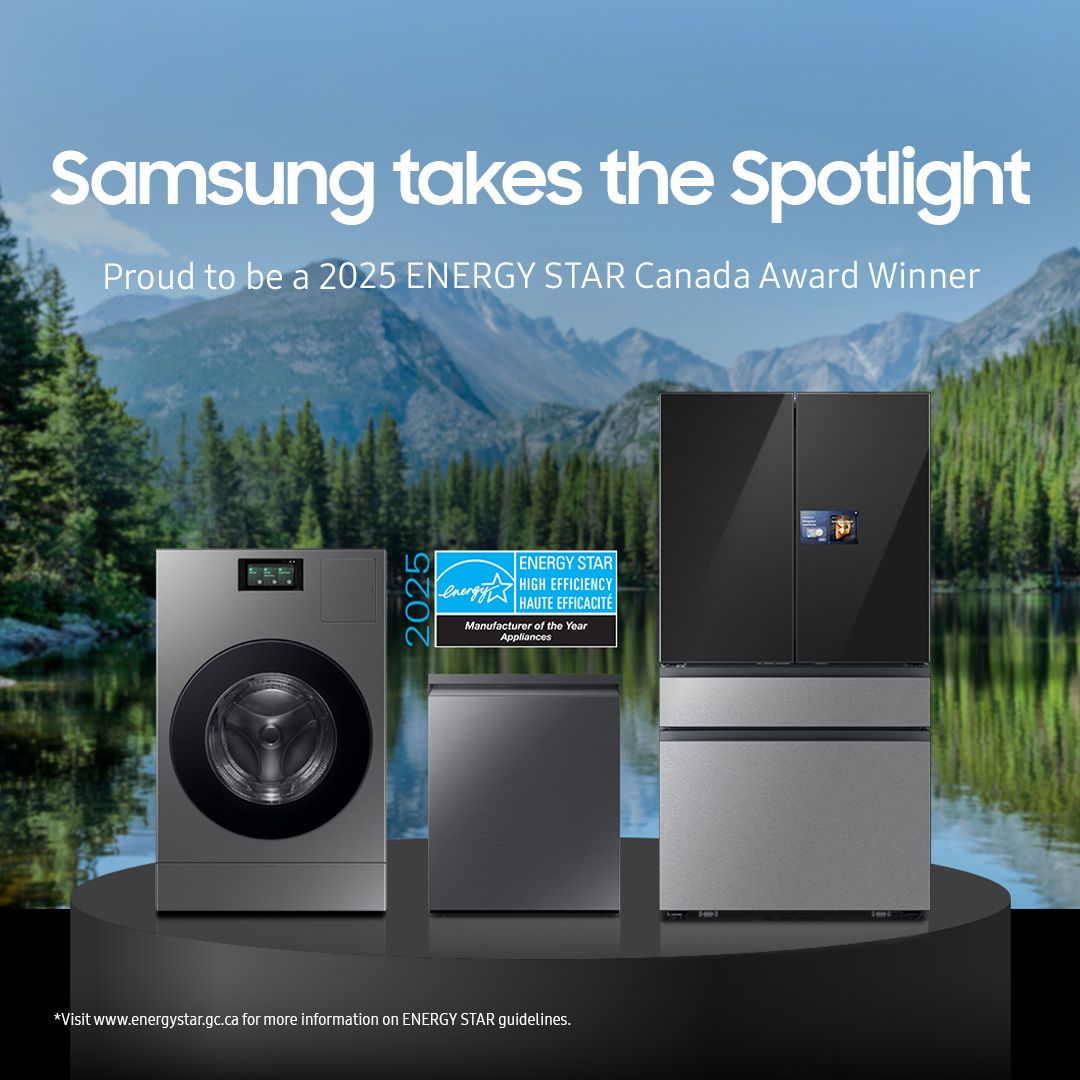 SamsungCanada's tweet image. We’re a 2025 ENERGY STAR® Canada Award Winner! Manufacture of the Year: Appliances. 💡 

Learn more: spr.ly/60137PFEJ

#Samsung #energystar #SamsungAppliances #BespokeAI