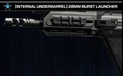 GForceGordon's tweet image. According to the markings, the DS20 Mirage would be a 20mm launcher with an underbarrel 5.56 gun, not the other way around. So they show the incorrect barrel in the prestige attachment image.