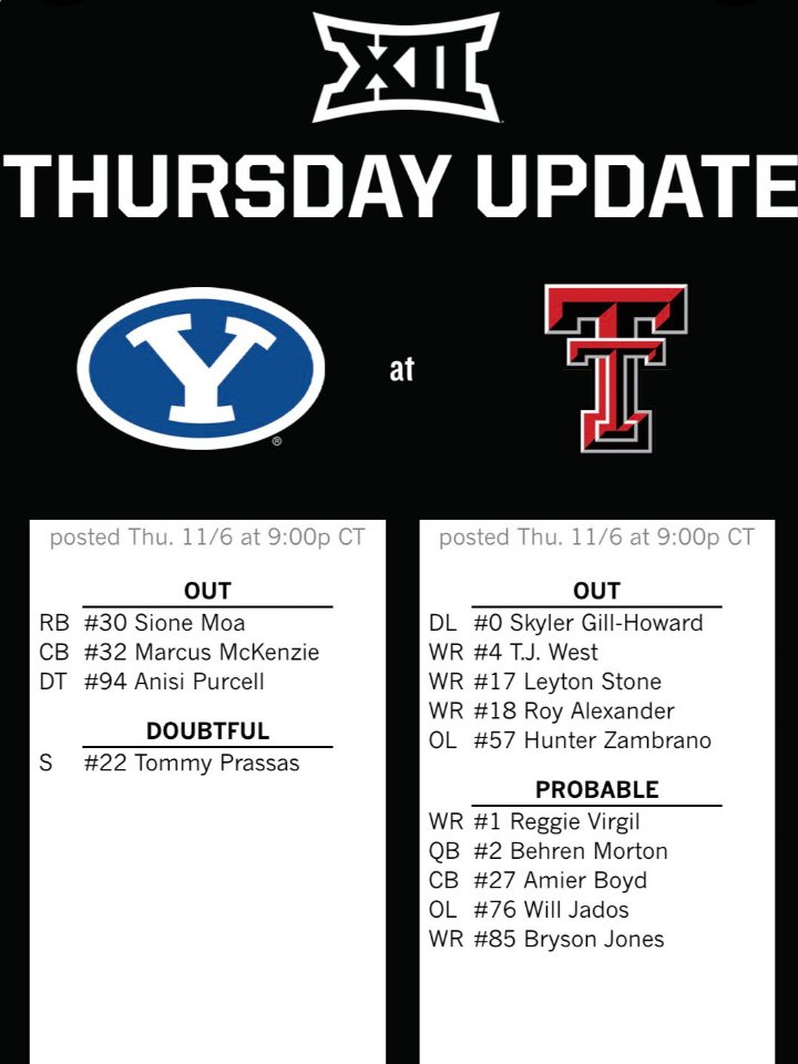 ScottyPonX's tweet photo. At #TexasTechFB we make no excuses, #GunsUp !
You officially have no excuse #BYUFOOTBALL !
You have L J back. We've got a lot more injured players than you! #BYU fans were already making excuses that if they didn't win it was cause LJ was out. What's going to be the excuse now? https://t.co/sK93Bbi2Mz