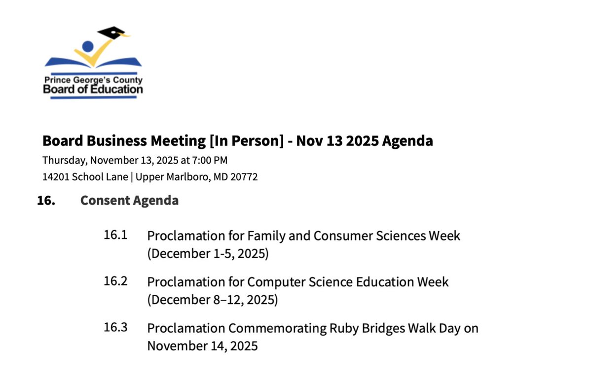 MDWalksForRuby's tweet image. On the agenda at the November 13th Prince George&apos;s County Board of Education meeting: a proclamation to officially commemorate Ruby Bridges Walk to School Day.

Thank you to PGCPS for your leadership on this important event.

#MDWalksForRuby

@pgcps @MdPublicSchools @MABE_News