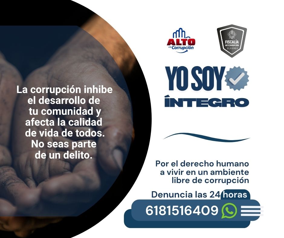 FECCED's tweet image. 💡 La corrupción roba el futuro de todas y todos
Actúa hoy, no guardes silencio.
 🌐fiscaliaanticorrupciondurango.gob.mx
 🚫#CeroCorrupción ⚖️ #FECCED