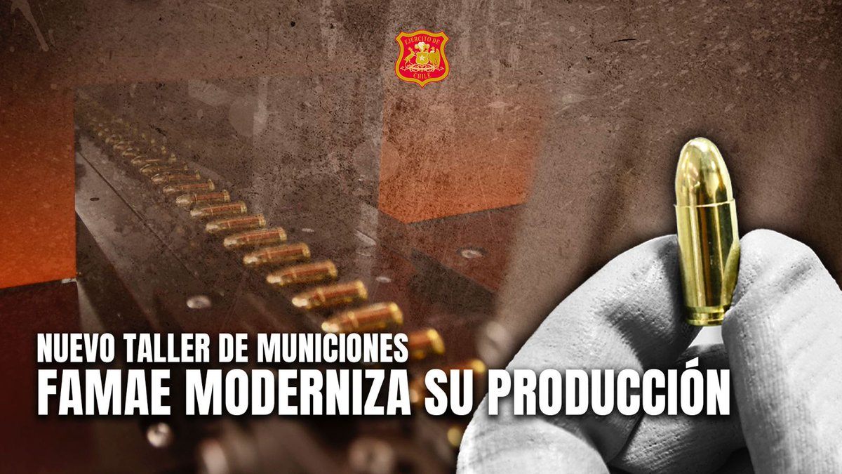 Ejercito_Chile's tweet image. 📲 Nuevo vídeo en nuestro canal de Youtube ➡️ f.mtr.cool/tjivuondxi

💪🇨🇱 Con una amplia y moderna infraestructura, la Planta de Munición de la Fábricas y Maestranzas del #EjércitoDeChile (FAMAE) inauguró un nuevo taller de carga de munición calibre 9 mm, que incorpora…
