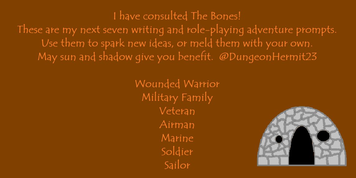 DungeonHermit23's tweet image. 🤔For Your Consideration🤔
From my hut deep in The Black Swamp,
I offer this 289th collection of #WritingPrompts
for your #DnD style #RolePlaying game, or #writing.
🏰 ⚔️  🐉  🗡️ 🧙‍♂️

Provided for folks following #TTRPG #Dungeon25 #ttrpgcommunity #ttrpgfamily and similar hashtags.