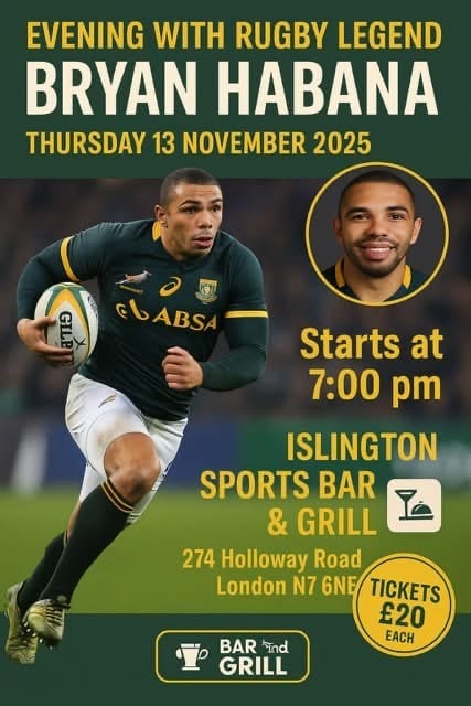 True Rugby legend  coming to The Islington Sports Bar this week .. should be a great night .