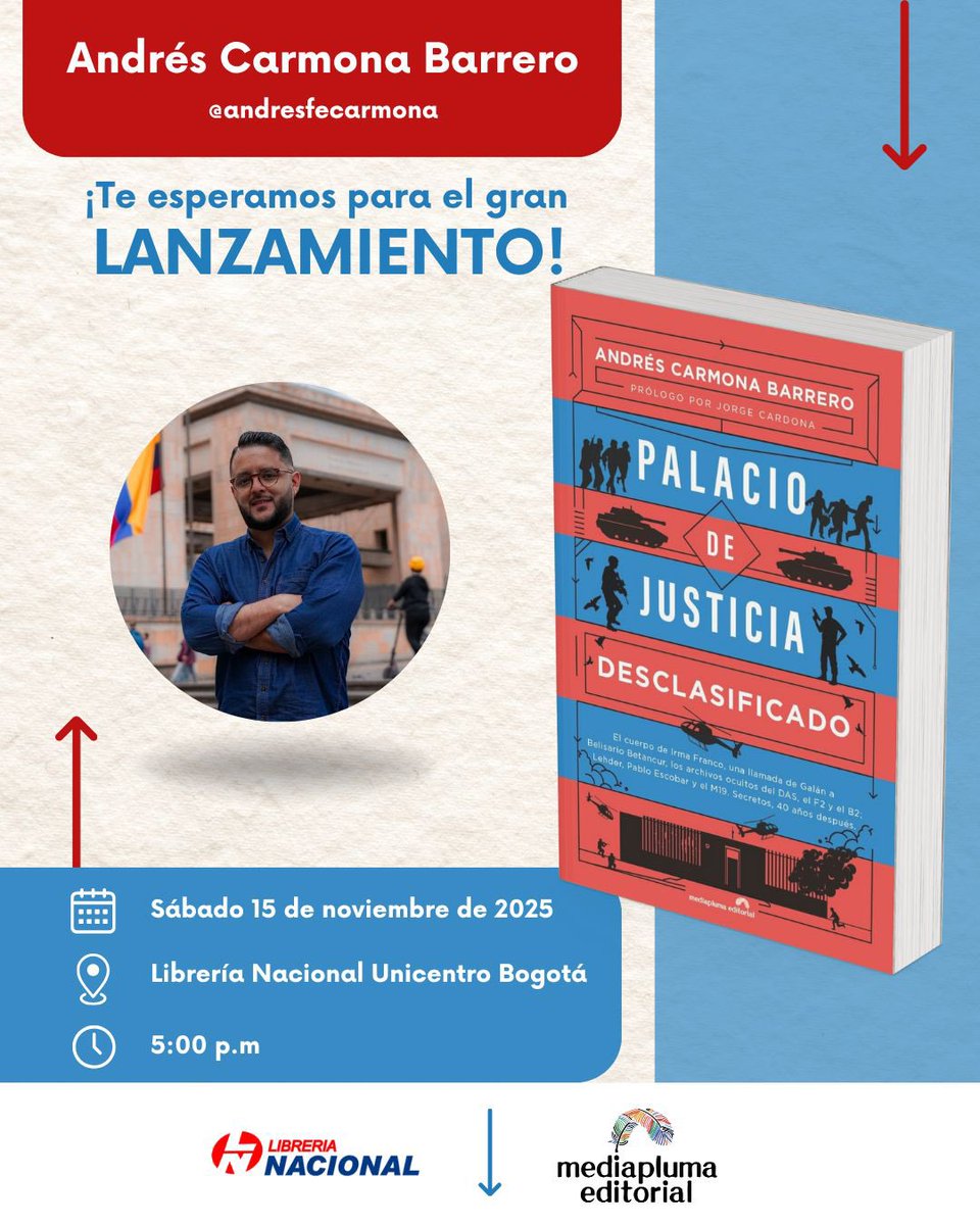 Pipebecerra1's tweet photo. Tras más de dos años de investigación, un gran logro de mi 'hermano' y colega Andrés Carmona Barrero ➡️ su libro Palacio de Justicia desclasificado: secretos, 40 años después. @ESellados https://t.co/PSwevNaO40