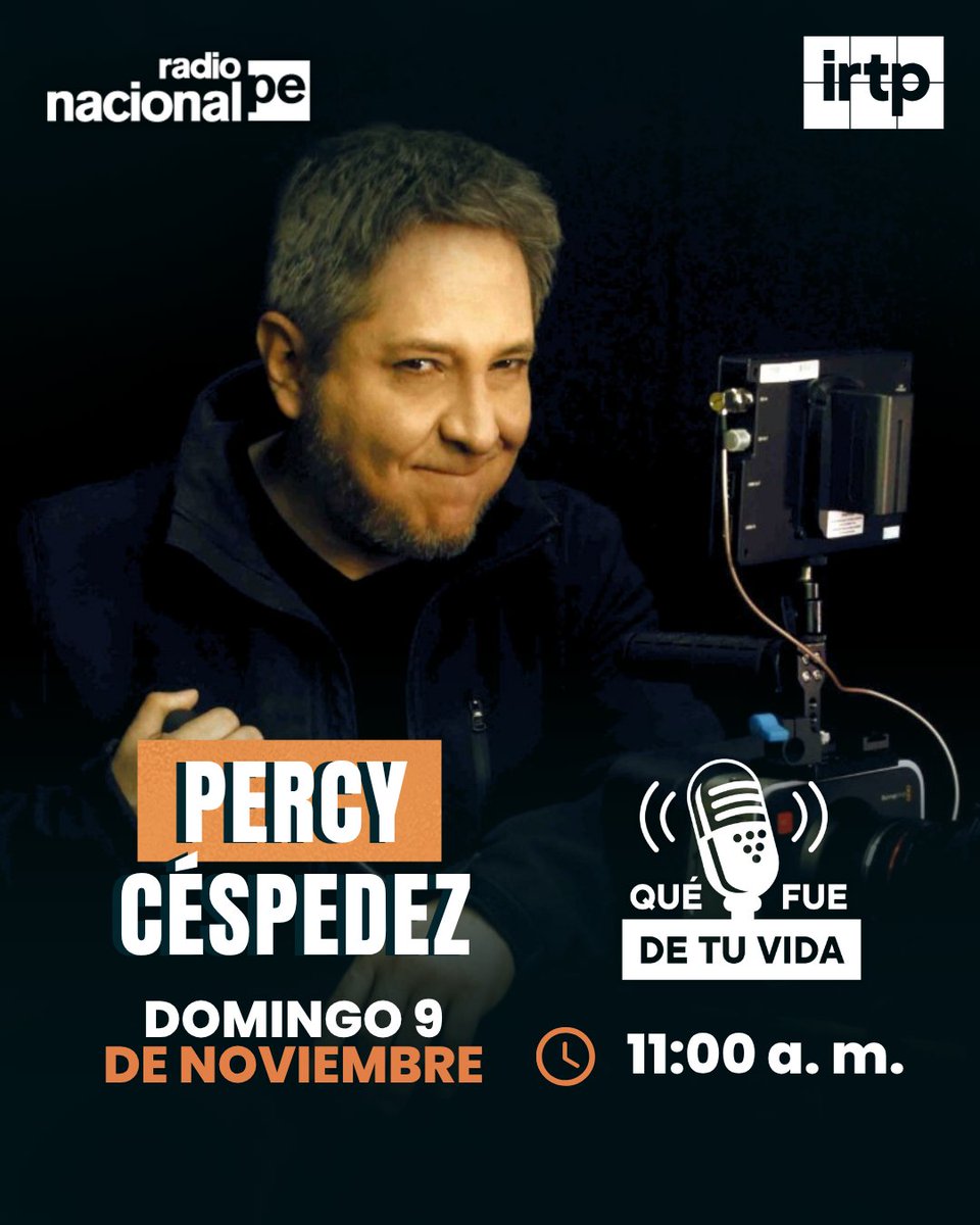🎬 ¡Este domingo en #QuéFueDeTuVida! 🎥

🎞️ Nos visita Percy Céspedez, reconocido director y productor audiovisual, considerado el mayor impulsor de la videomúsica en el Perú. 🇵🇪✨
#RadioNacional #PercyCéspedez #QuéFueDeTuVida #Videomúsica #MúsicaPeruana #NosUne
