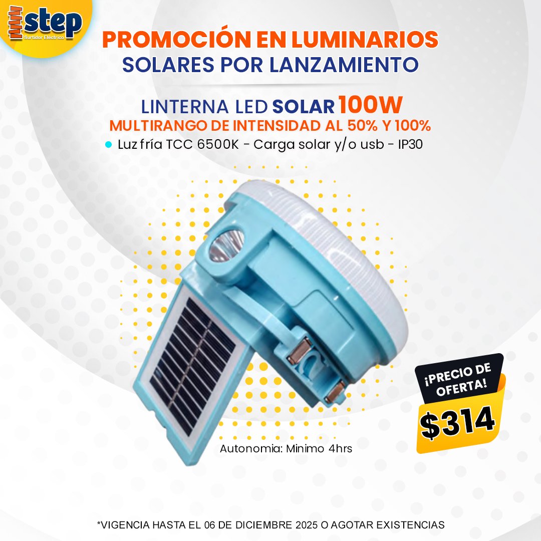 StepBelisario's tweet image. Tu nueva linterna solar está lista para acompañarte en cualquier situación ✨
Ideal para:
✅Talleres y cocheras
✅Bodegas y almacenes
✅Apagones y emergencias

#LinternaLED #LamparaDeEmergencia #LamparaSolar