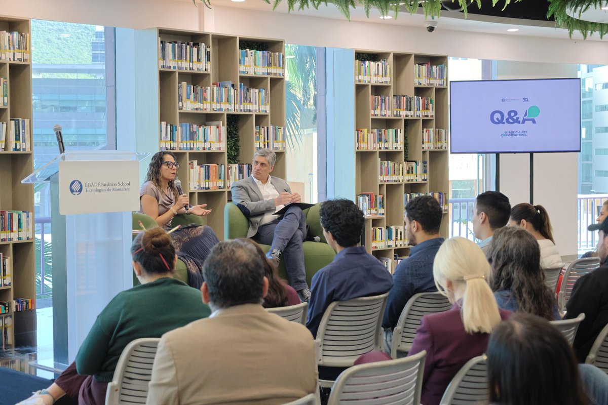 egade's tweet image. “Si no hay propósito, la transformación no tiene sentido&quot;, @FerGuarro, presidenta y directora general de @3M🇲🇽 

En #CSuiteConversations, conversó con @H_Arredondo, decano #EGADE, sobre liderazgo con propósito, innovación sostenible y el papel de la IA en las empresas del futuro.
