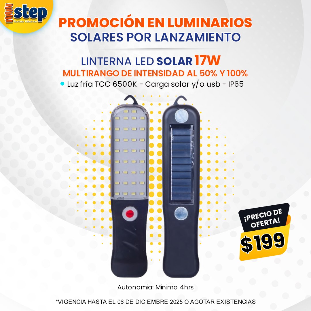 StepBelisario's tweet image. Luz brillante y duradera ✨
✅ Ideal para exteriores, campamentos y emergencias.

#LinternaLED #LamparaDeEmergencia #LamparaSolar