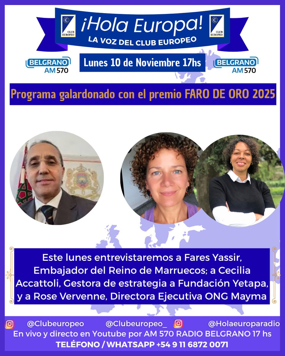 Programa de Hola Europa  del próximo lunes.