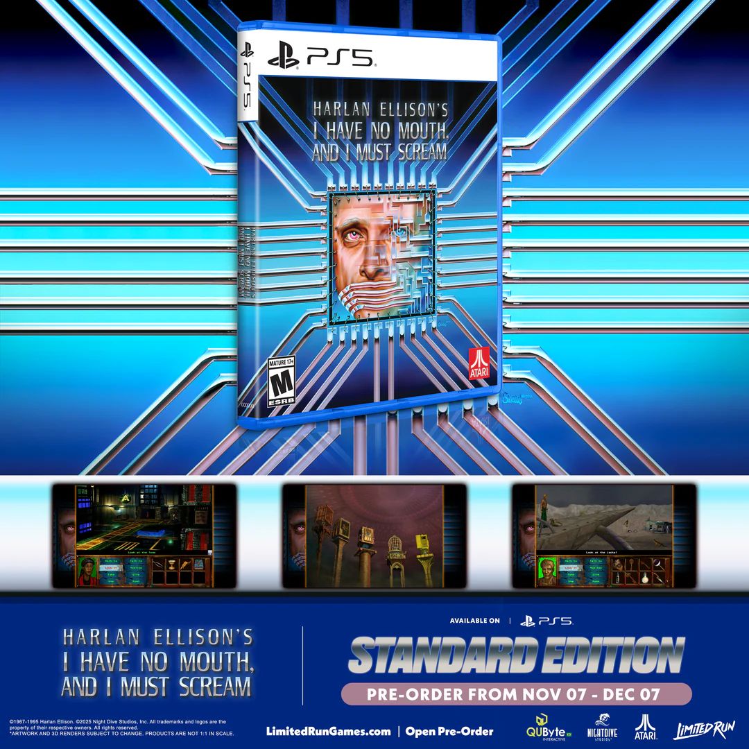 NightdiveStudio's tweet image. Try not to scream... pre-orders for Standard Edition physical copies of I Have No Mouth, and I Must Scream on PlayStation 5 are live NOW! 😱

🛒 bit.ly/IHNMAIMS-Physi…