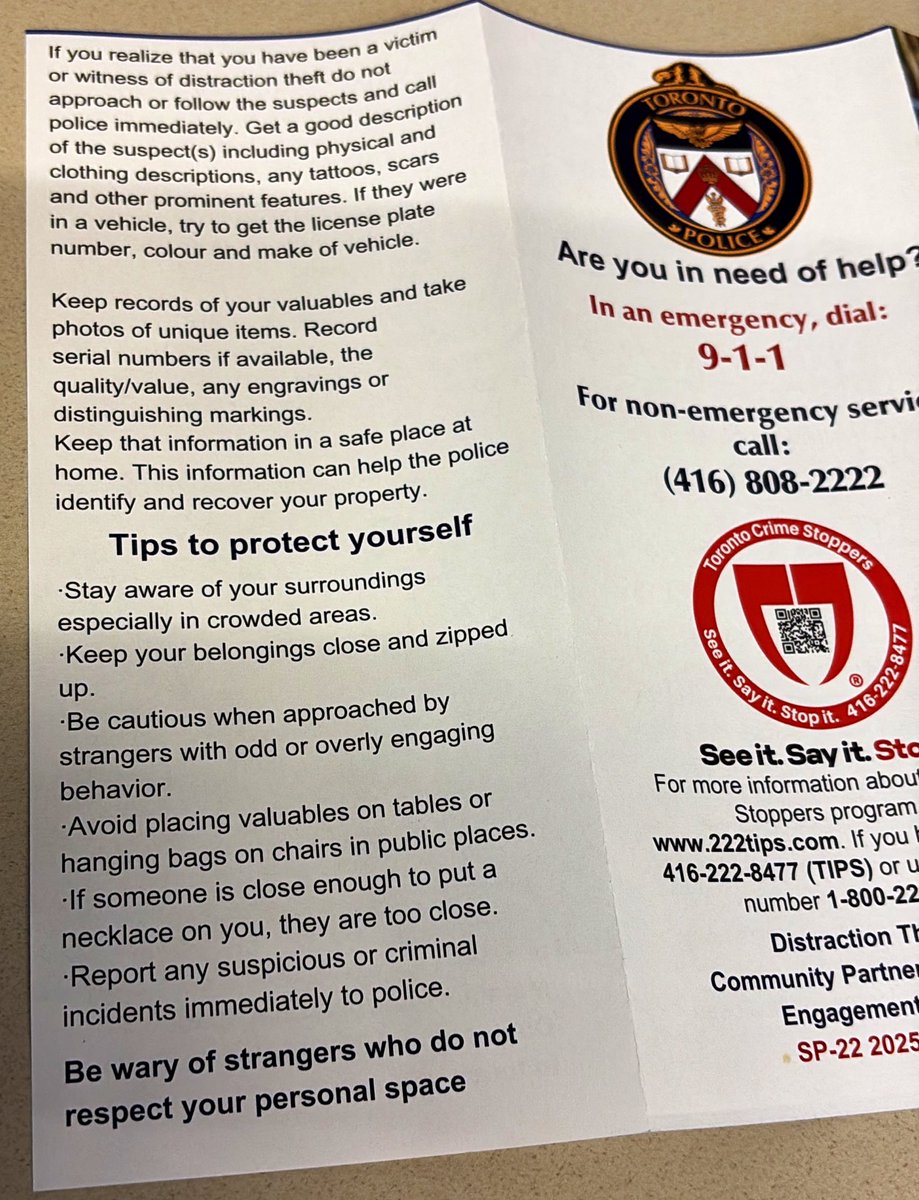 Did you know that Distraction Theft is on the rise and do you know what you can do to protect yourself? 
Thank you <a href="/scadding_court/">Scadding Court Community Centre</a>  for providing the space and opportunity for us to share tips and information to protect our community. 
#distraction #Toronto