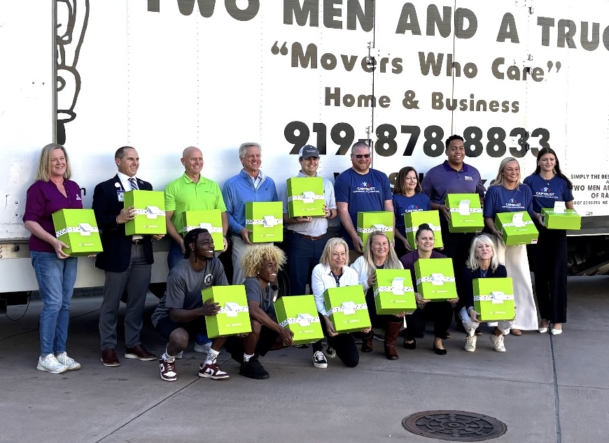 Earlier this semester #BrinkleyLane Scholar Roz Burgess volunteered with ECU alumnus Fielding Miller and the CAPTRUST Community Foundation team to deliver care packages and essentials to families at Maynard Children's Hospital and the Ronald McDonald House in Greenville.