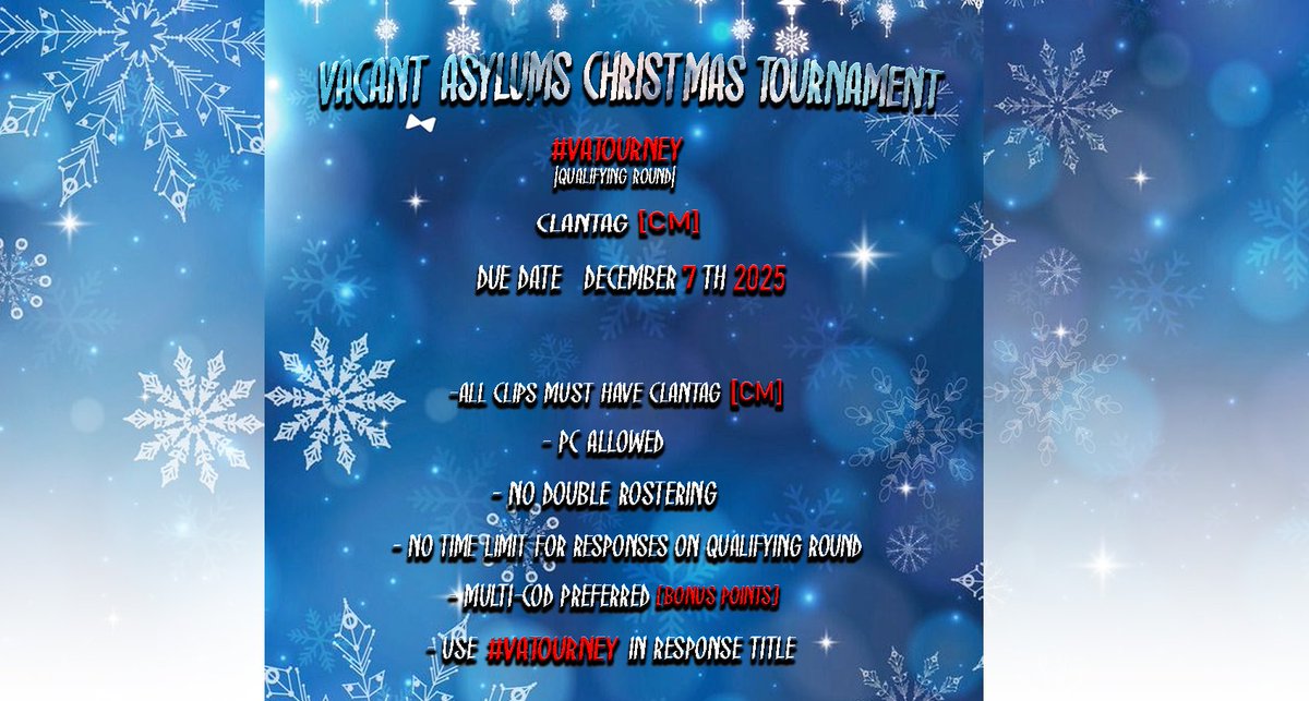 DUE DATE 7TH DECEMBER 2025!

TWEET US YOUR CLIPS WITH #VATOURNEY

MORE RULES/DETAILS HERE: drive.google.com/drive/folders/… (YOU MUST READ)

RAW CLIPS MUST BE PROVIDED WITH A GOOGLE DRIVE LINK!

JUDGES: <a href="/vCasualss/">𝓒𝓪𝓼𝓾𝓪𝓵𝓼ⱽᴬ</a> <a href="/LitzMiniVA/">Lunar Mini</a> <a href="/Littlecat_LC/">Surf LC</a> <a href="/xJ6YR/">JayR</a> <a href="/rckoh_x/">diego tL. 🇨🇱</a> <a href="/xitsJay/">Jay VA</a> (@ ? TBD)