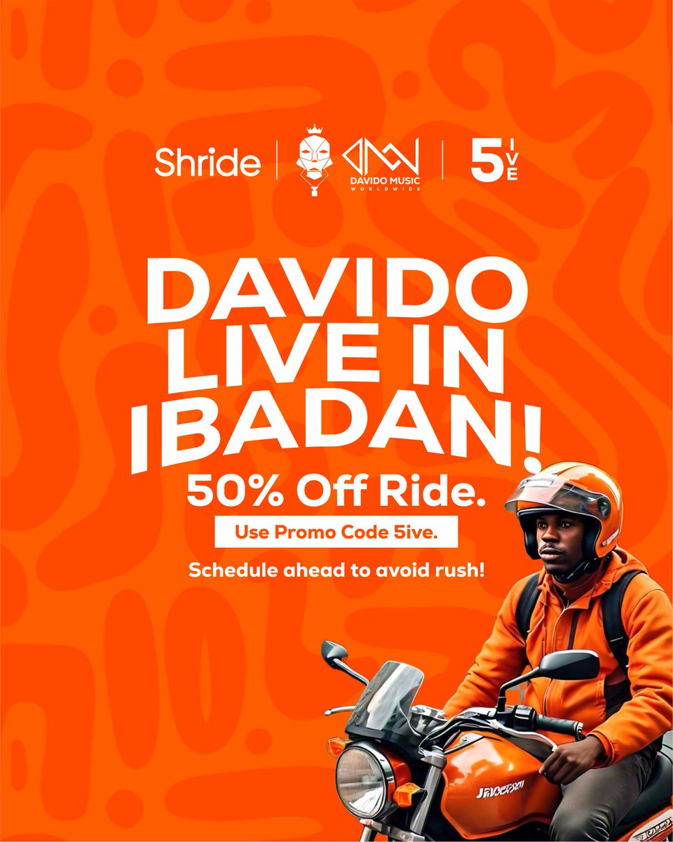 theShrideapp's tweet photo. Big name don sort am 🚀🚀🔥🔥 

Rides to the stadium? Food after the concert? Forgot your house keys with you guy at the concert? Do it the shride way 🚀🚀. Download shride: https://t.co/QGN0sqEGLq
#davido #5iveAliveTour @davido #shride https://t.co/vMAbPMFoeT