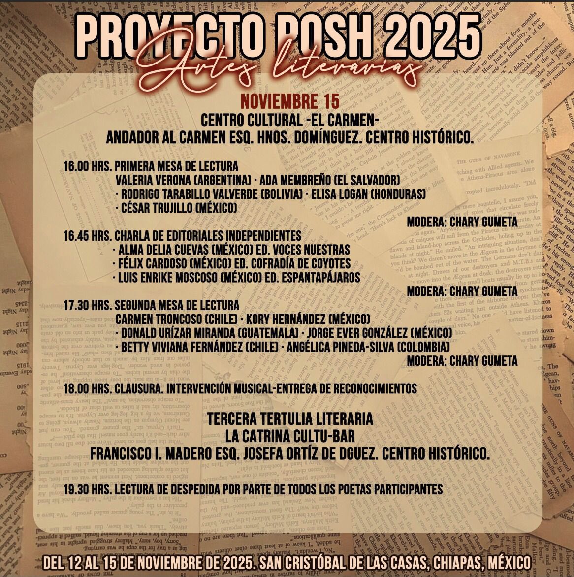 Tres días de lecturas en San Cristóbal de las Casas, Chiapas. Abierto al público. Amigos mexicanos, nos vemos. Viva México 🇲🇽

#poesía #poesíaenespañol #poesíacontemporánea #poesíaargentina #valeriaverona #ponerelcuerpo