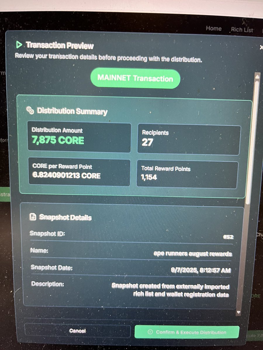 Aloha folks ……….

That time of the month 
Distribution of 121,000
Coreum this morning to our ecosystem 
Know what you hold and enjoy