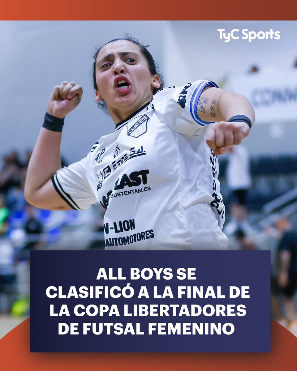 TyCSports's tweet image. ¡ALL BOYS SE CLASIFICÓ A LA FINAL DE LA COPA LIBERTADORES DE FUTSAL FEMENINO!⚪⚫🏆

Las Albo derrotaron en semifinales del torneo a Peñarol por 3-2 y lograron una clasificación histórica en el certamen continental. En la definición se medirán ante las ganadoras de Sport Colonial…