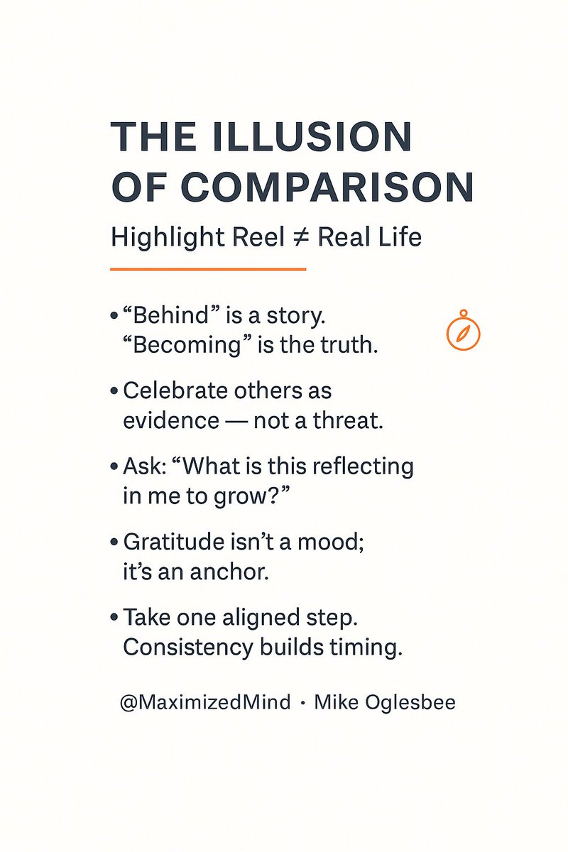 MikeOglesbee_'s tweet image. Comparison isn’t clarity.
It’s a stress response dressed as “drive.”
Catch it.
Breathe.
Ask: “What is this reflecting in me to grow?”
Then take one aligned step today.

🎥 Full video: youtu.be/LrWbwGREIu0

#YourPathIsSacred #StopComparing #MindsetShift #LifeIsReflective…