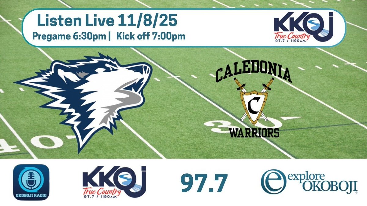 Jackson County Central football returns to Orono High School to clash with Caledonia in the State Tournament!

Full preview and more: kkoj.com/local-sports/l… 

Saturday's coverage begins at 6:30 on KKOJ Radio! 
📻 97.7 FM 
💻 kkoj.com/listen/ 
📲 Okoboji Radio app
