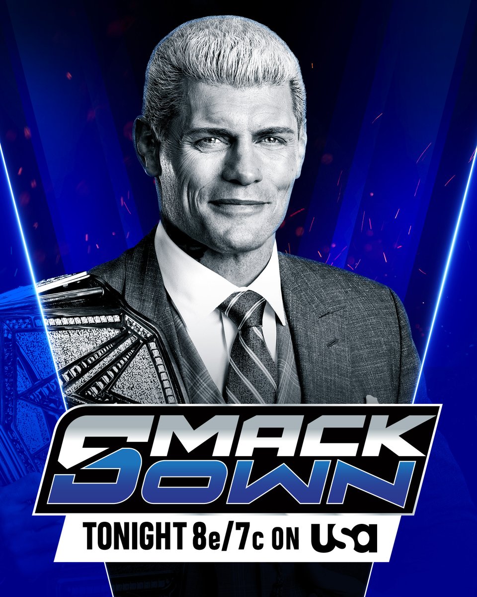 WWE's tweet image. After a successful title defense at #SNME, what&apos;s next for WWE Champion @CodyRhodes TONIGHT on #SmackDown?

📺 8e/7c on @USANetwork