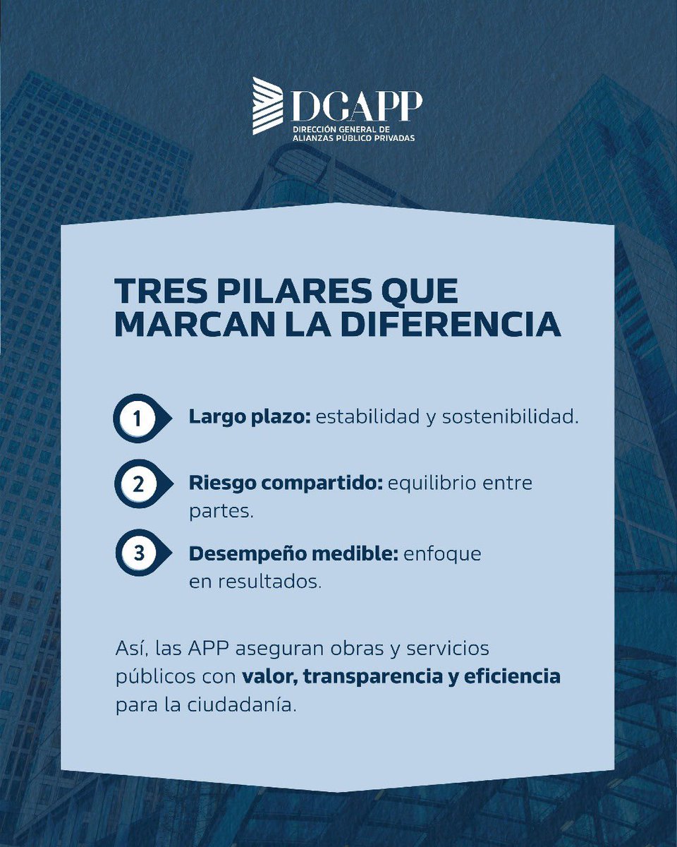DGAPPRD's tweet image. Las Alianzas Público-Privadas (APP) permiten que el sector público y el privado trabajen juntos para ofrecer mejores servicios a la ciudadanía.