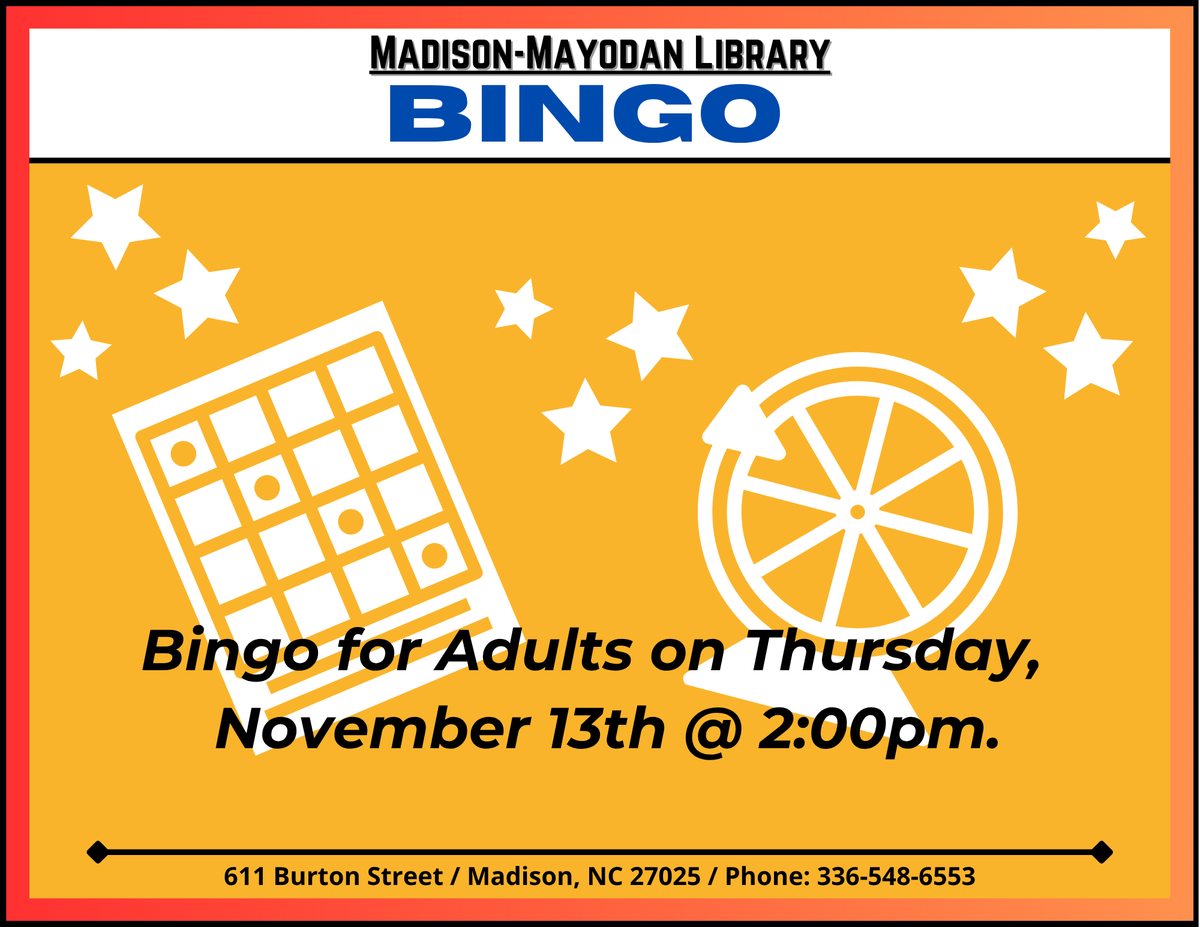 RCP_Library's tweet image. Programs and Events at Rockingham County Public Library on Thursday, November 13th! Code Club requires early sign-up. 🎱📽️🧑‍💻