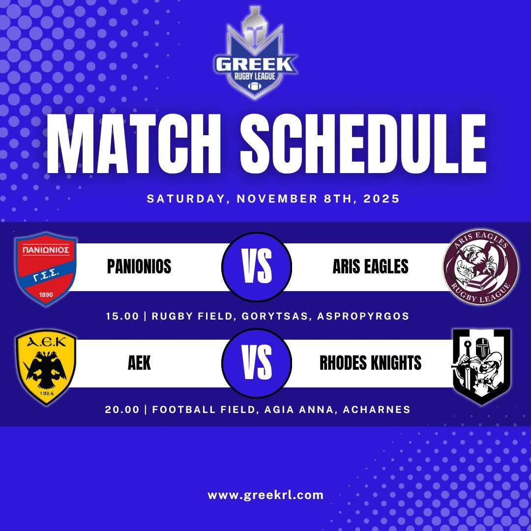 Round 1 in the <a href="/GreekRLF/">Greek Rugby League</a> Men's Championship launching.