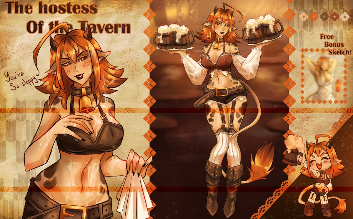 Red_Blisss's tweet photo. Finally finished~ 
The auction will be held in a few hours! 
#Adopt #Hostess_Tavern #Art #Cow https://t.co/Bbj6HJxLyp