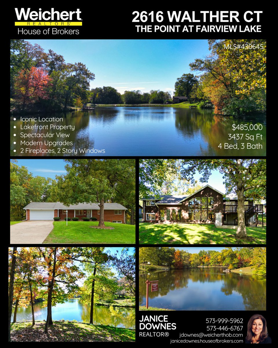 JaniceDownes's tweet photo. JUST LISTED: Once in a lifetime opportunity to own the iconic lakefront property spanning the entire pointe of Fairview Lake! Spectacular view on nearly an acre. Open House: Sat &amp; Sun 12-2p Text 573-999-5962 for showing. This rare gem is move in ready! https://t.co/yjEv3Wrt08 https://t.co/kcduBs7UO2