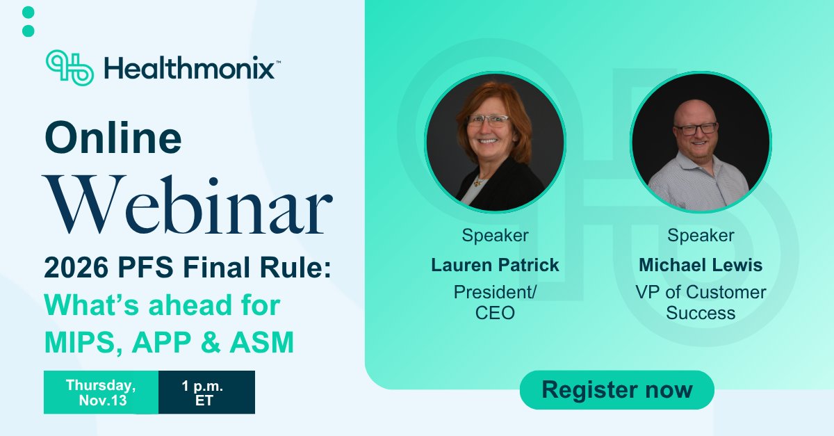 Healthmonix's tweet image. The 2026 PFS Final Rule is here and it’s packed with major updates!

🗓️ Thursday, Nov. 13 at 1 p.m. ET
💻 Reserve your spot now: hubs.li/Q03Sgbvh0

#HealthcareQuality #MIPS #APP #ASM #QualityReporting #CMS #PFSFinalRule #HealthmonixWebinar