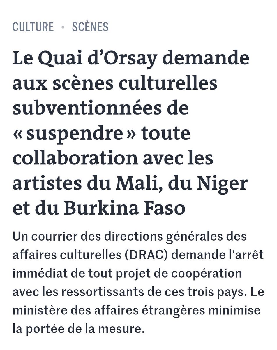 Les autorités jugent « antisémite » toute forme de boycott d’artistes israéliens. Elles n'ont pourtant eu aucun mal à boycotter les artistes du Mali, Niger et Burkina Faso.