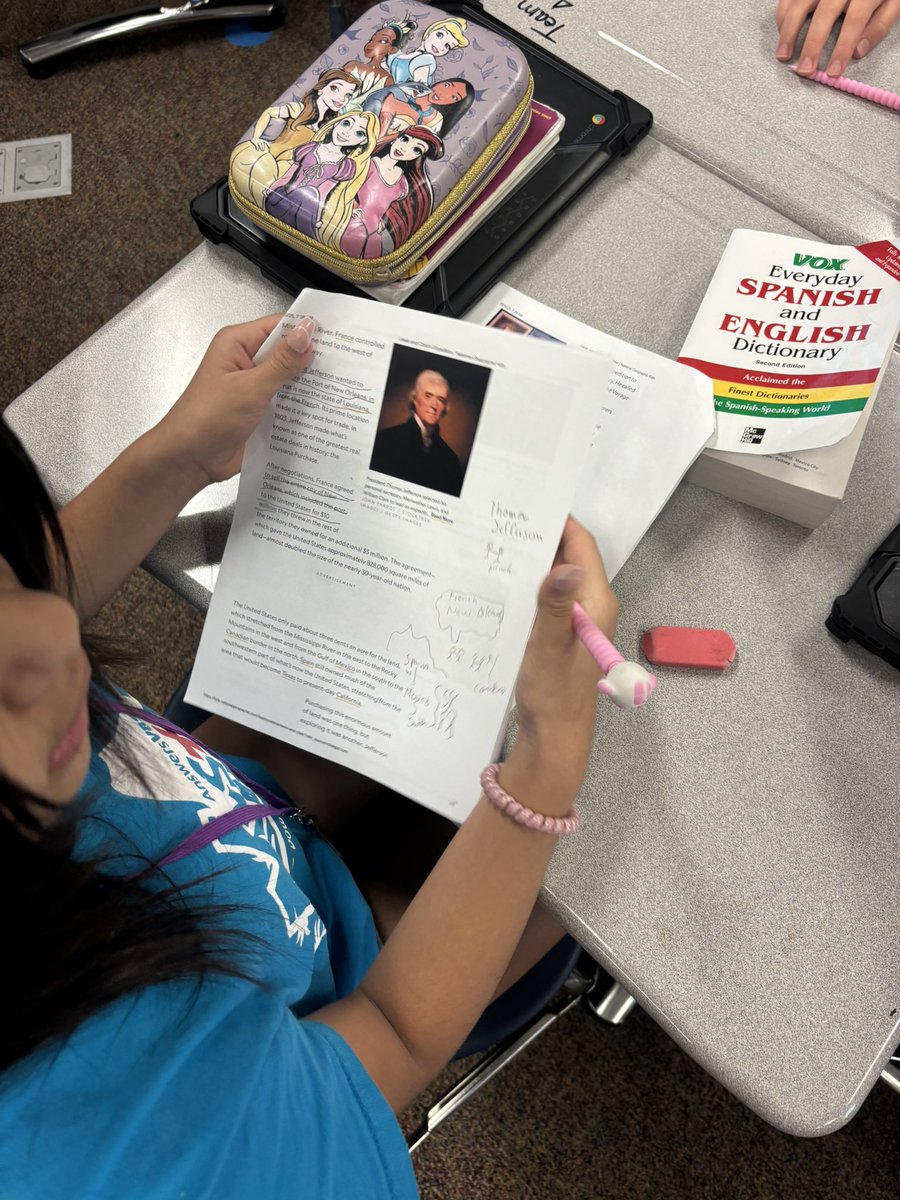 6th grade EL students working on their read and sketch” about William and Clark’s expedition. 🇺🇸