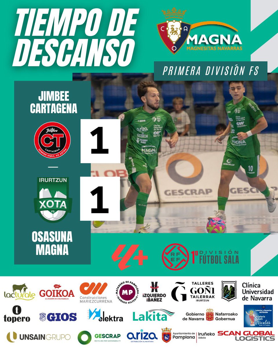 DESCANSO | Igualdad en el marcador con claras ocasiones de gol en ambas porterías. Mejoró Xota tras el 1-1 de Linhares y hubo oportunidades como para hacer el 1-2. Muy vertical el conjunto verde

💚 ¡Vamos! 

🆚 <a href="/JimbeeCartagena/">Jimbee Cartagena Costa Cálida</a> 

📺 <a href="/LaLigaPlus/">LALIGA+</a> 

#JimbeeXota #PrimeraDivisiónFS