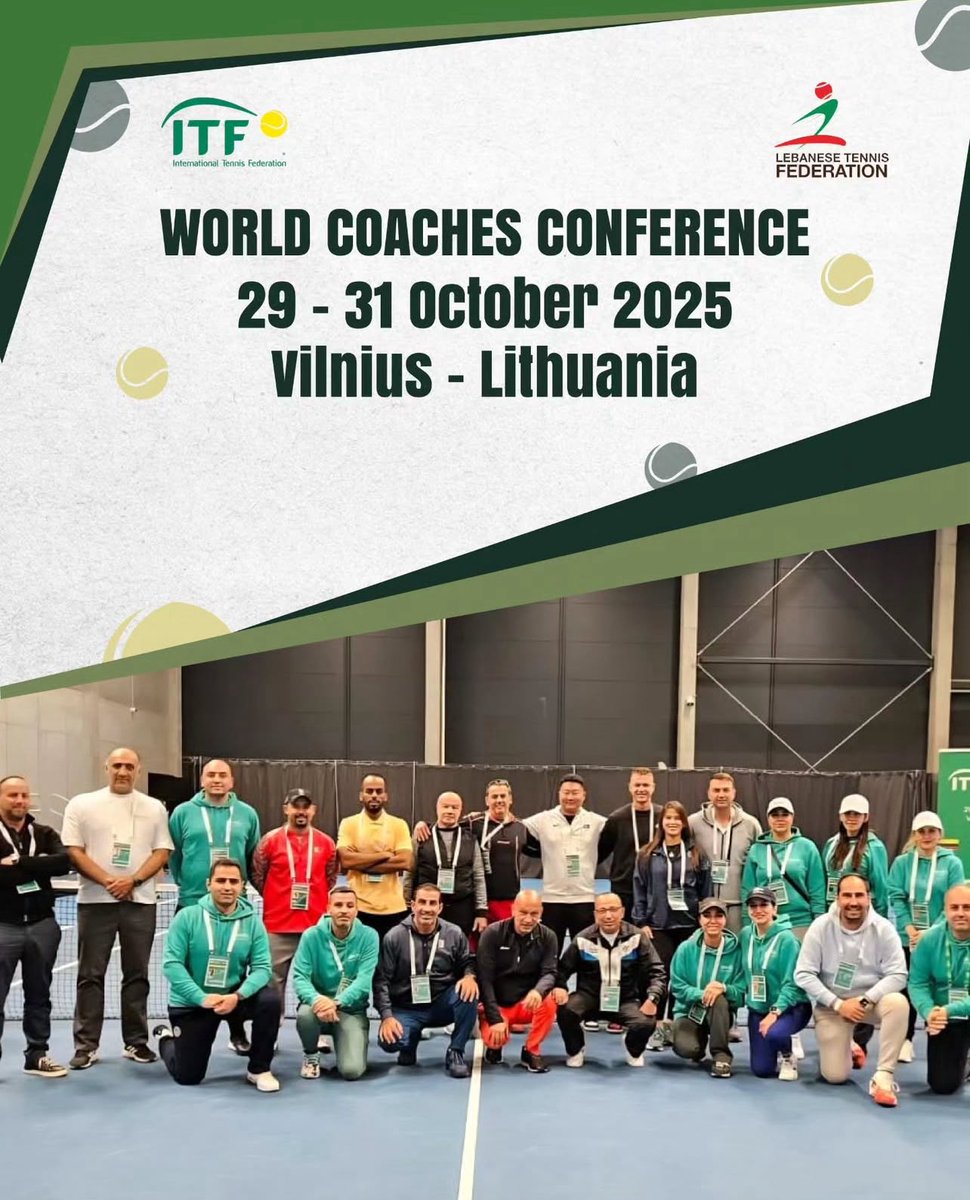 JohnnyAbdallah's tweet photo. Represented the Lebanese #Tennis Federation at the @worldtennis World Coaches Conference 2025 in Vilnius, Lithuania. https://t.co/175nwBpN9a