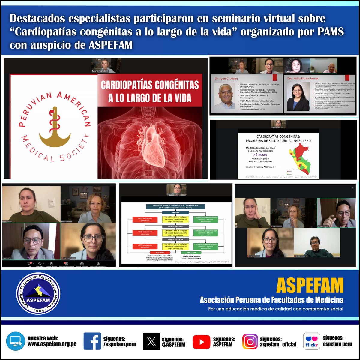 ✅ Destacados especialistas participaron en seminario virtual sobre “Cardiopatías congénitas a lo largo de la vida” organizado por PAMS con auspicio de ASPEFAM
➡️ Ver artículo: goo.su/MA14dDq
➡️ Noticias: aspefam.org.pe/prensa.htm
#ASPEFAM #EducacionMedica