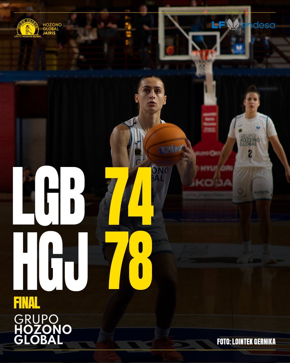 🔚 ¡Final!

¡𝐓𝐄𝐍𝐄𝐌𝐎𝐒 𝐋𝐀 𝐓𝐄𝐑𝐂𝐄𝐑𝐀!

🔴 Lointek Gernika 74
🟡 Hozono Global Jairis 78

#LGBvsHGJ | #LFEndesa