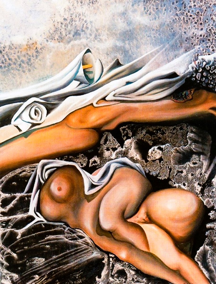 Oscar M. Domínguez,  1906 – 1957,  Spanish-born French surrealist painter;  1938 Nudes with Breton profile