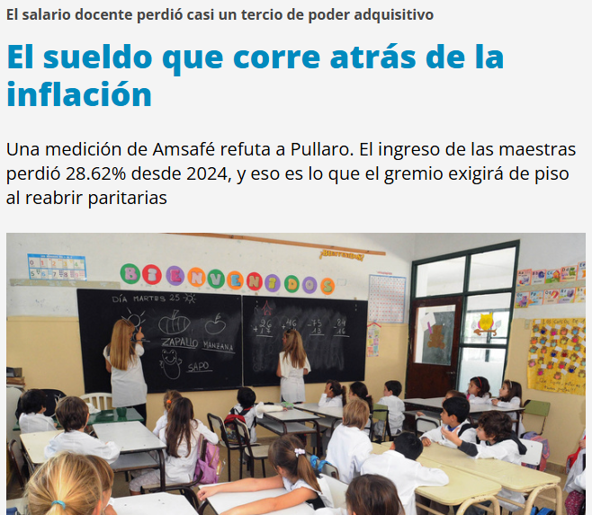 Una historia recurrente: ante gobiernos de derecha, la educación se ve seriamente perjudicada

A la caía brutal del poder adquisitivo de los salarios, se le suma la decisión de una justicia desacoplada de la realidad

Los docentes ganan 30% menos y encima ahora pagarán ganancias