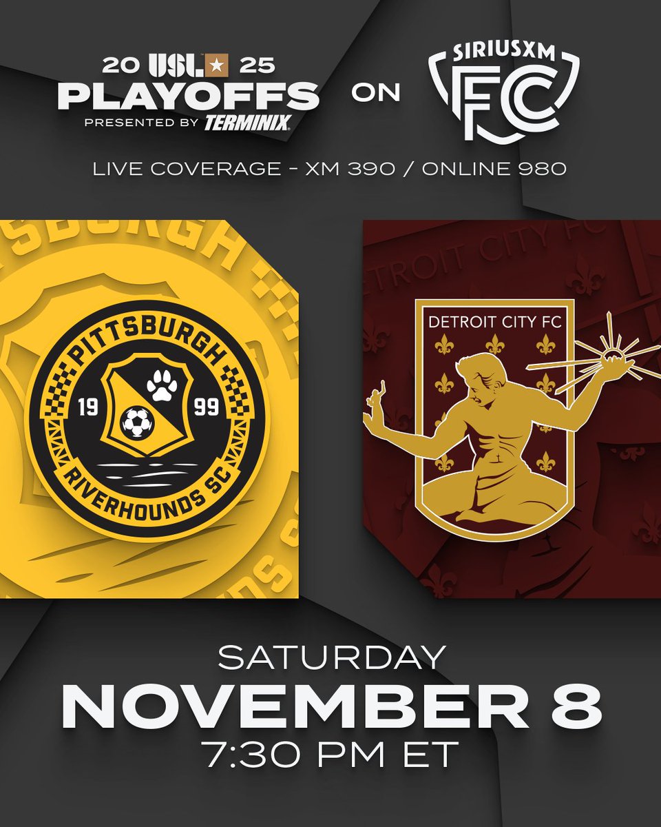USLChampionship's tweet image. Remember, you can catch tomorrow's Eastern Conference Semifinal between @RiverhoundsSC and @DetroitCityFC on @SiriusXMFC Channel 390 and Play-By-Play Channel 980! 📻

➡️ sxm.app.link/USL2025