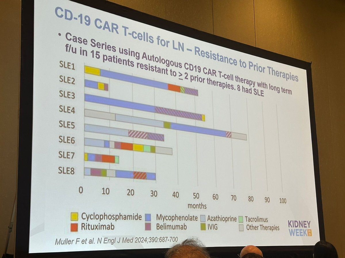 B-cell depleting strategies in lupus nephritis 🐺
▶️  Obinutuzumab confers higher complete remission rates vs other mAbs
▶️  Immunological reset 🆕 CAR-T cells - deeper depletion in varied differentiation stages (for refractory cases!)
#KidneyWk #ISGDtweets #GlomerularDisease