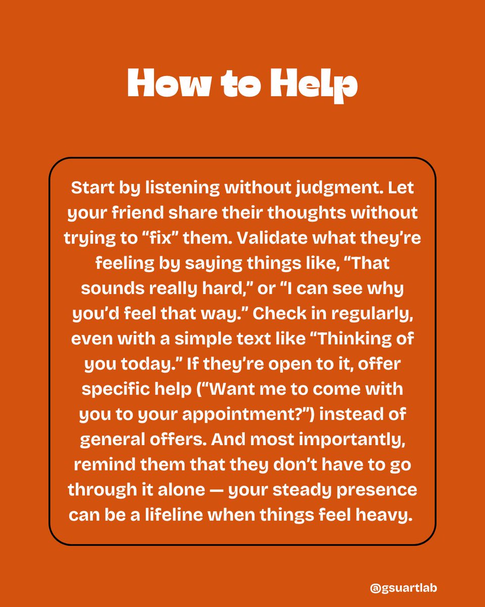 GSUARTLab's tweet image. Have you noticed a person in your life feeling down? Read here to see how you can support them! #mentalwellbeing #mentalhealthawareness #mentalhealth